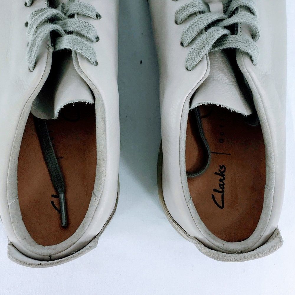 Clarks Nathan Lace Men Sneakers Gray Leather Active Air Venting Comfy Sz 7.5 - Picture 7 of 9